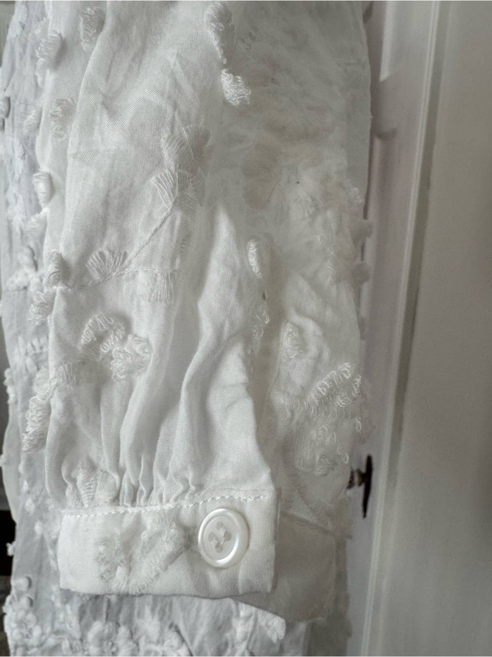 Chelsea & Theodore White Embroidered Button-Front Blouse - Picture 5 of 8